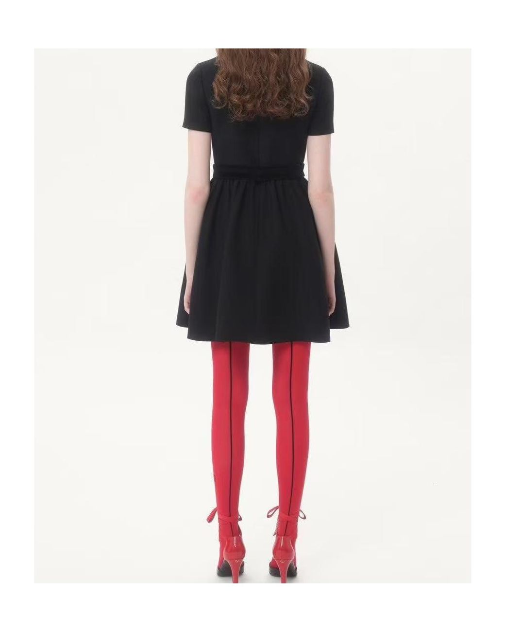 Valentino Black Bow Detailed Crewneck Short-Sleeved Dress