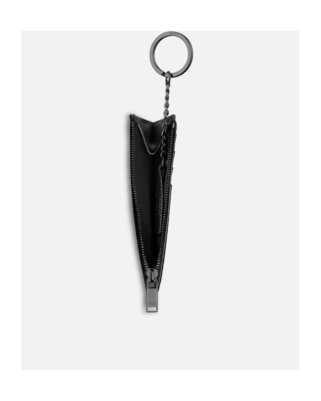 Dior Black Zipped Card Holder With Split Ring for men