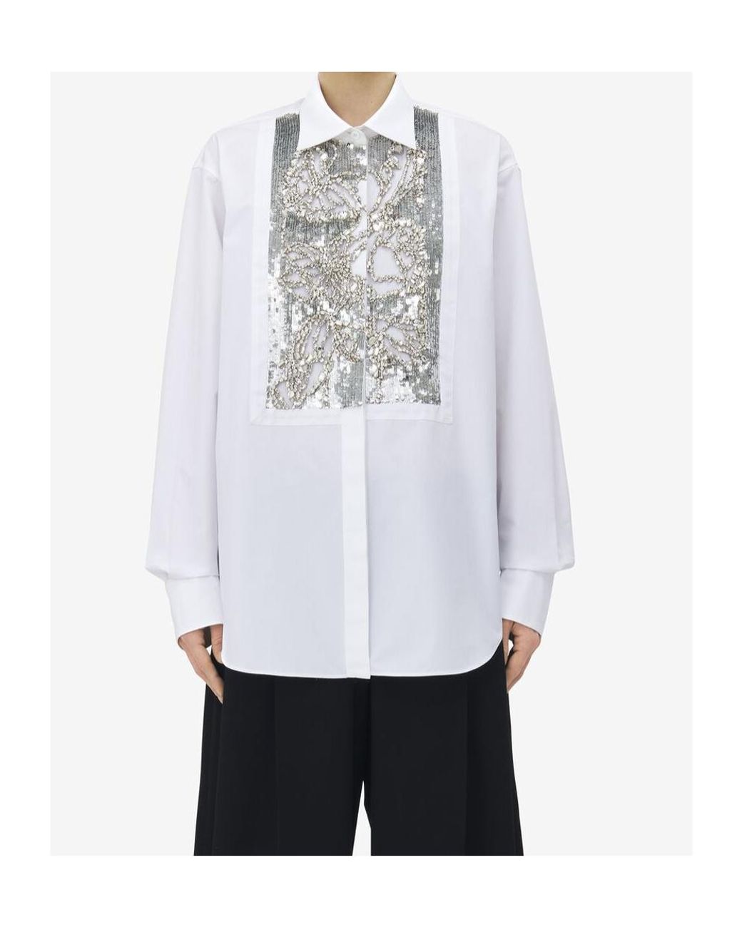 McQueen White Embellished Embroidered Shirt