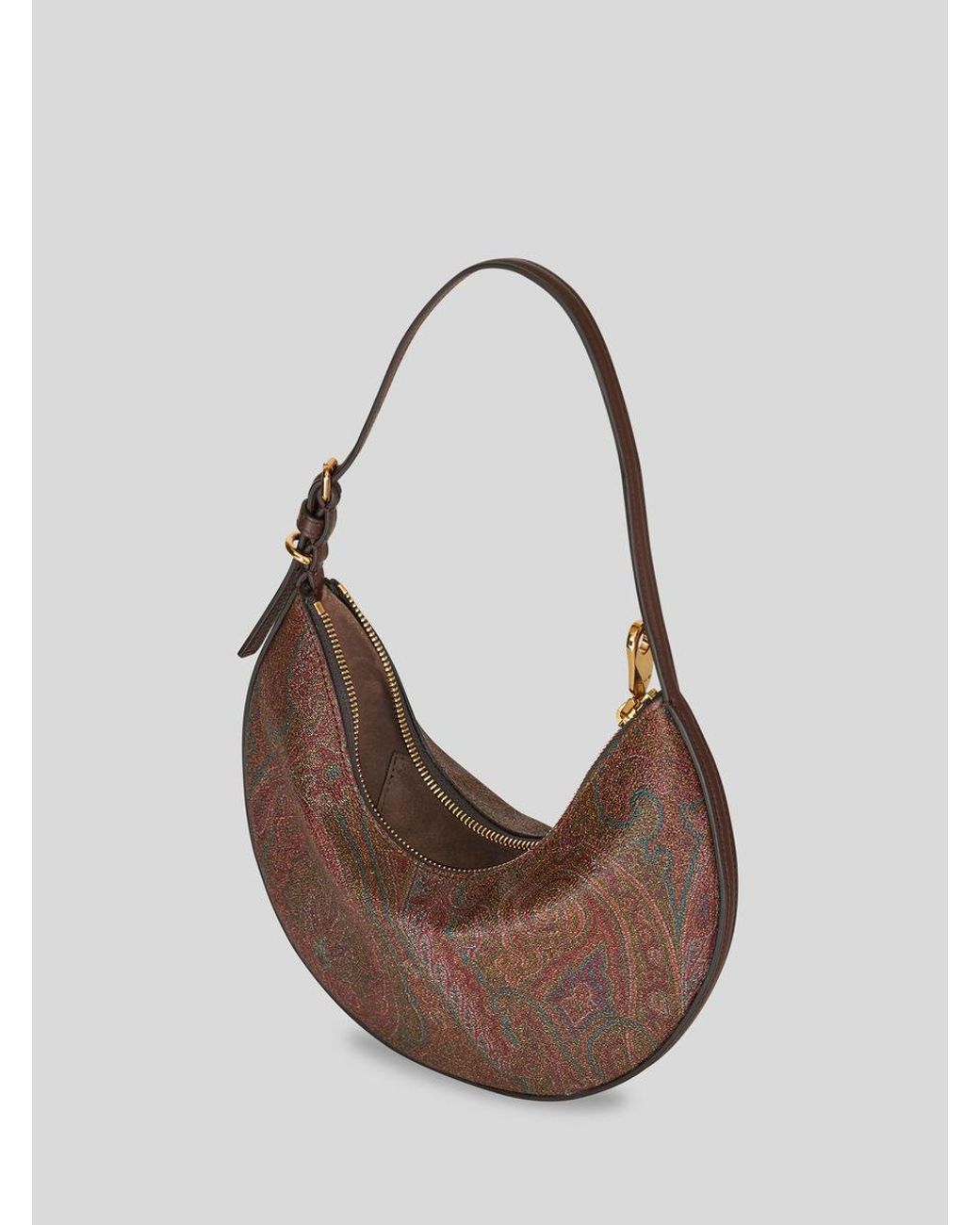 Etro Brown Paisley Printed Essential Small Hobo Bag