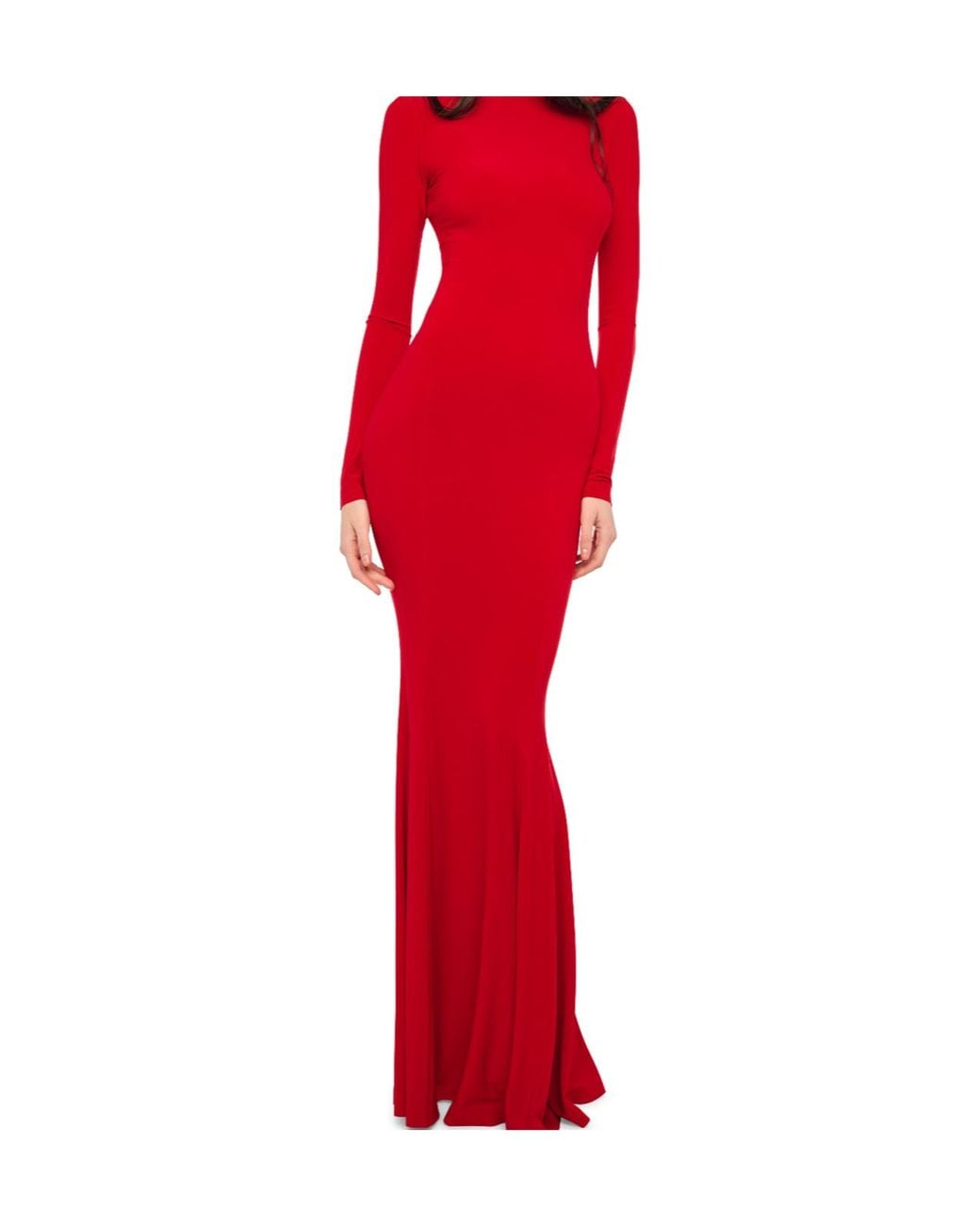 Norma Kamali Red High Neck Long Sleeve Jumpsuit