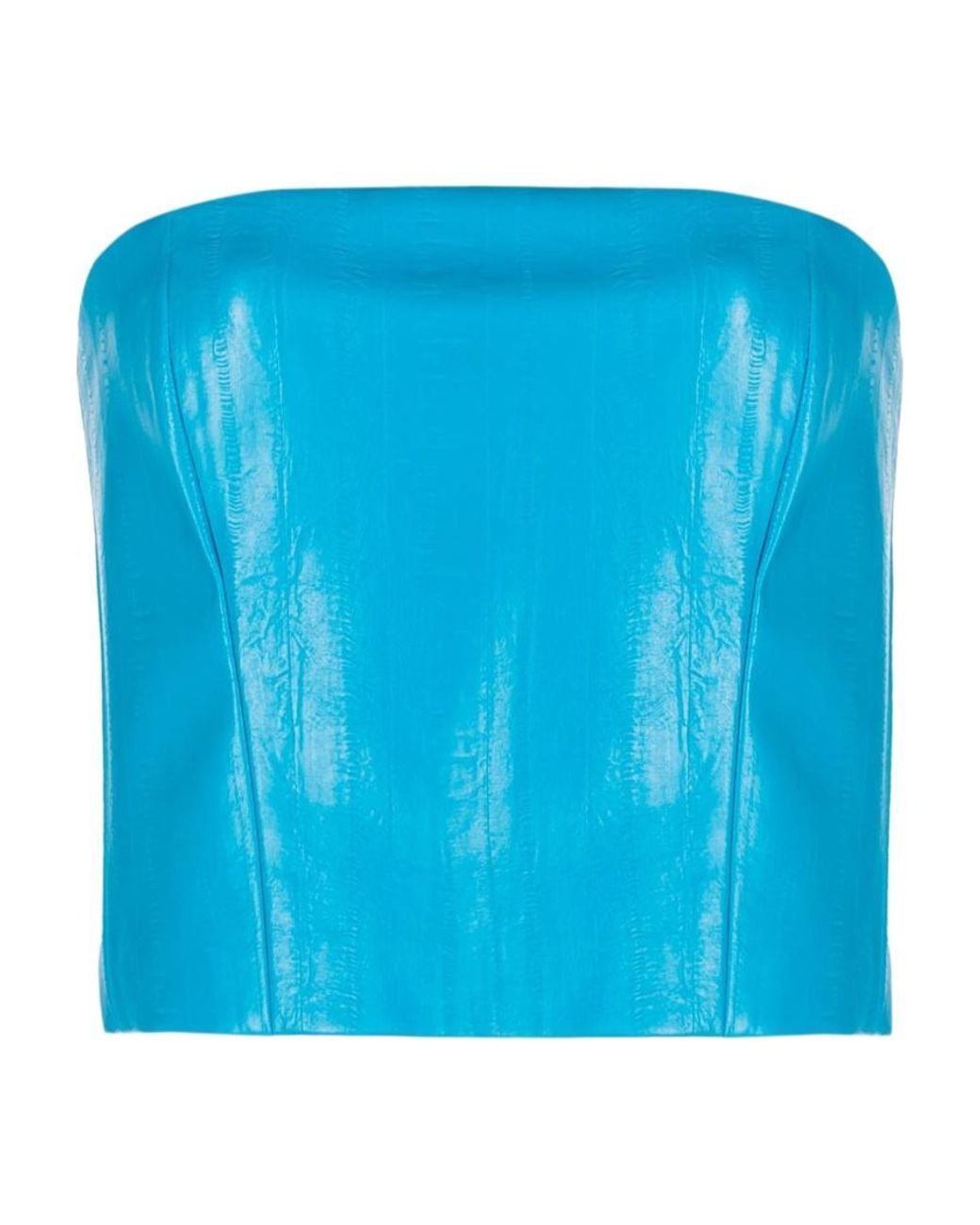 ROTATE BIRGER CHRISTENSEN Blue Cropped Strapless Top
