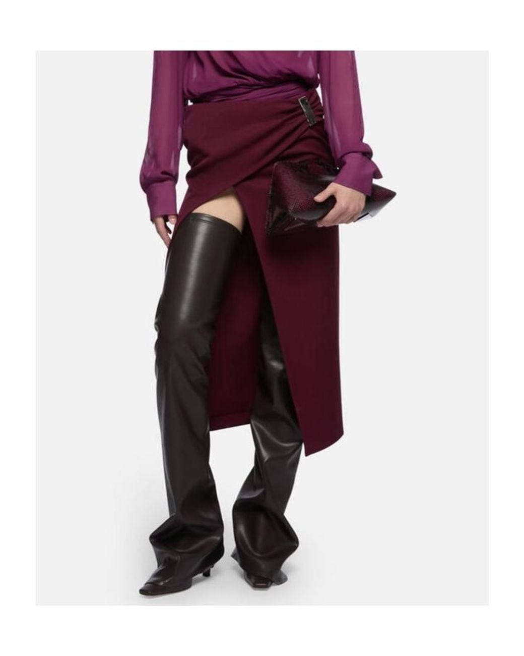 The Attico Purple The Slit Detailed Midi Skirt