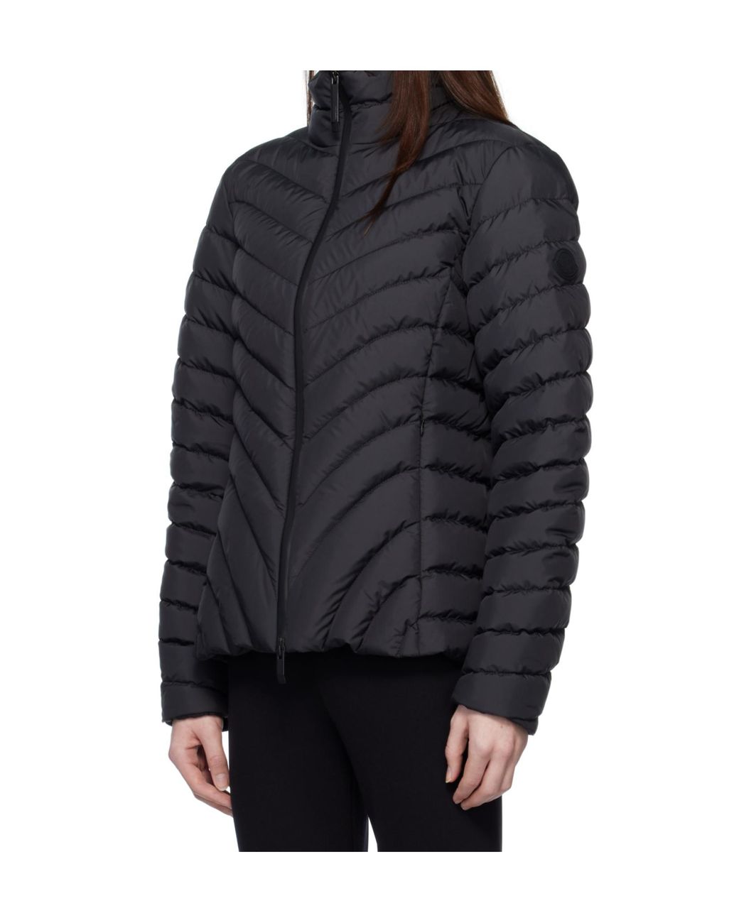 Moncler Black Grange Diagonal-Quilted Short Down Jacket