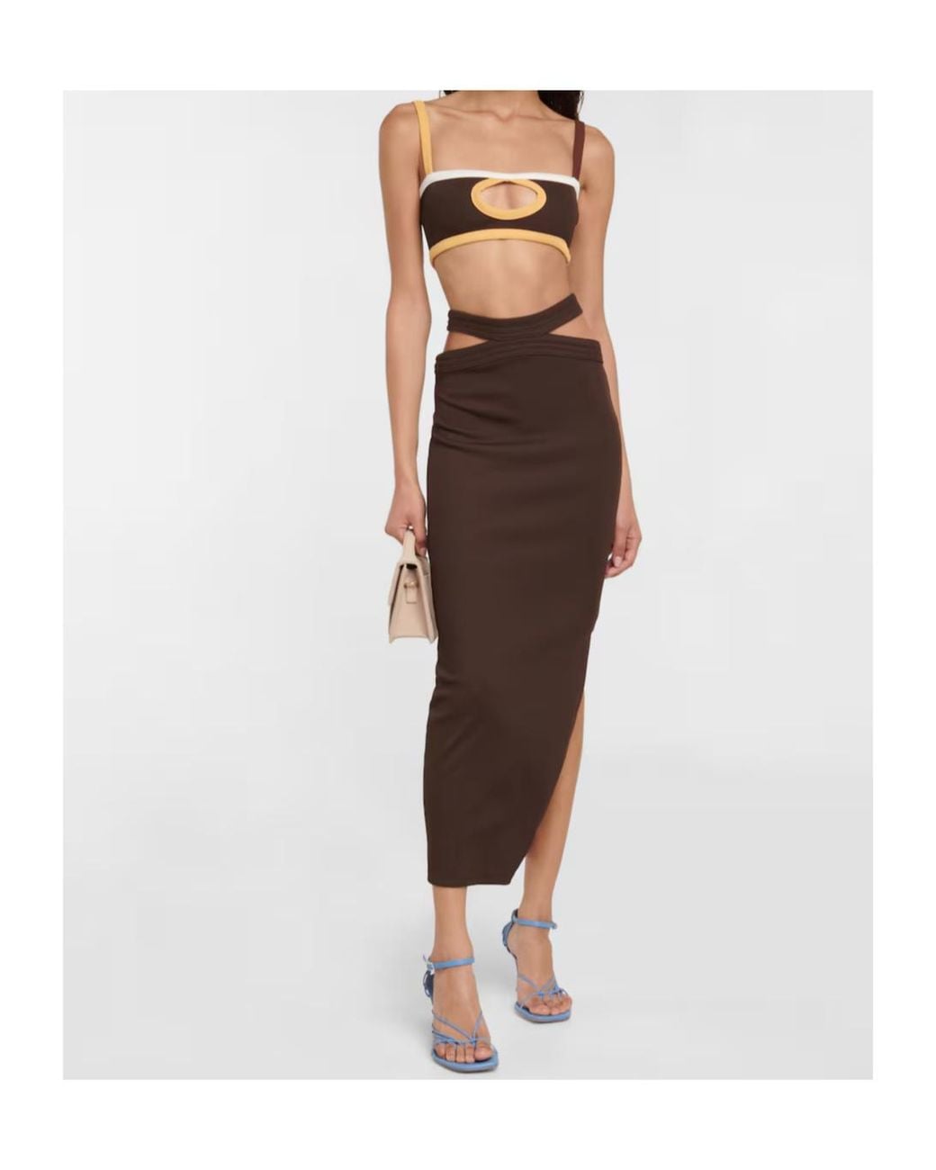 Christopher Esber Black Hollow-Out Design Midi Skirt