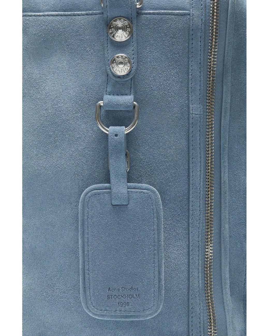 Acne Blue Camero Hotel Suede Multi-Pocket Shoulder Bag