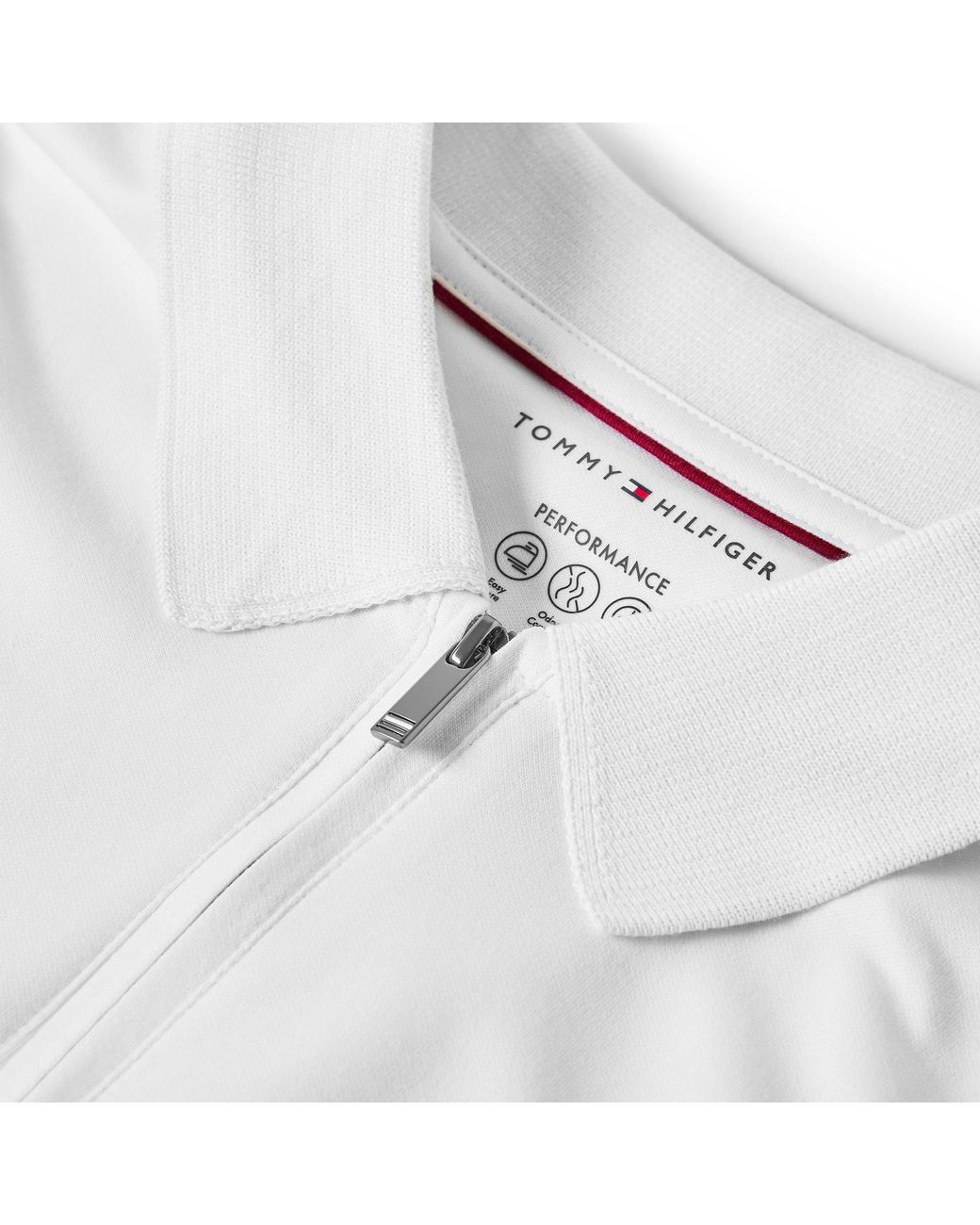 Tommy Hilfiger White Zip Short Sleeve Polo Shirt for men