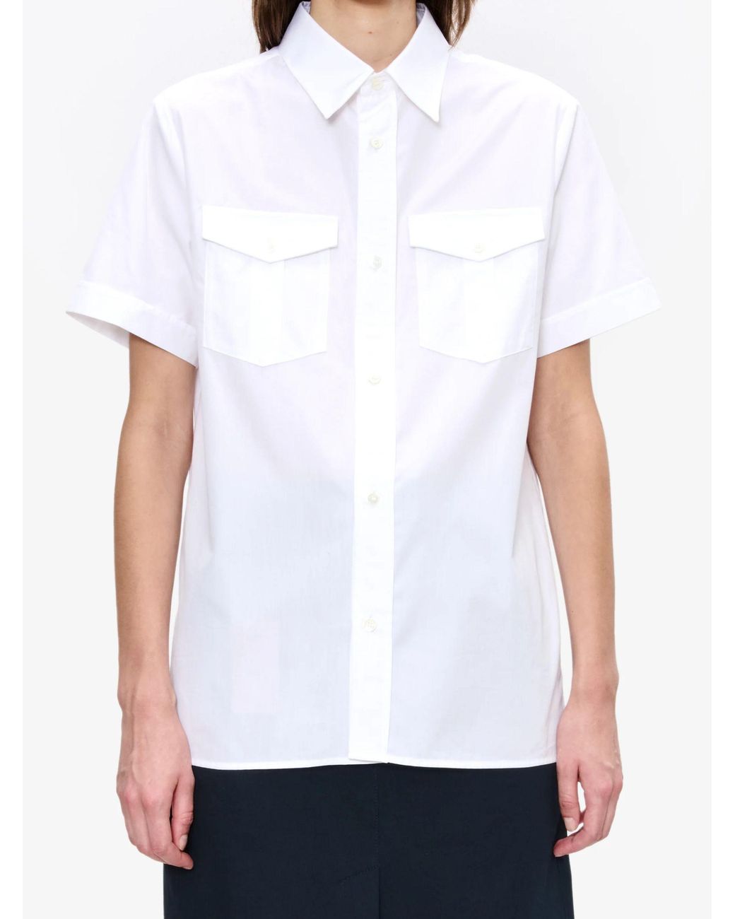 A.P.C. White Flap-Pocket Short-Sleeve Shirt