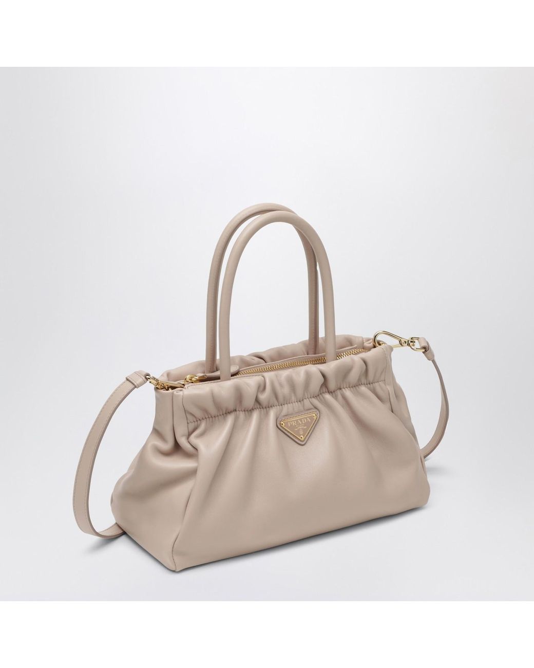 Prada Natural Double Handle Shoulder Bag