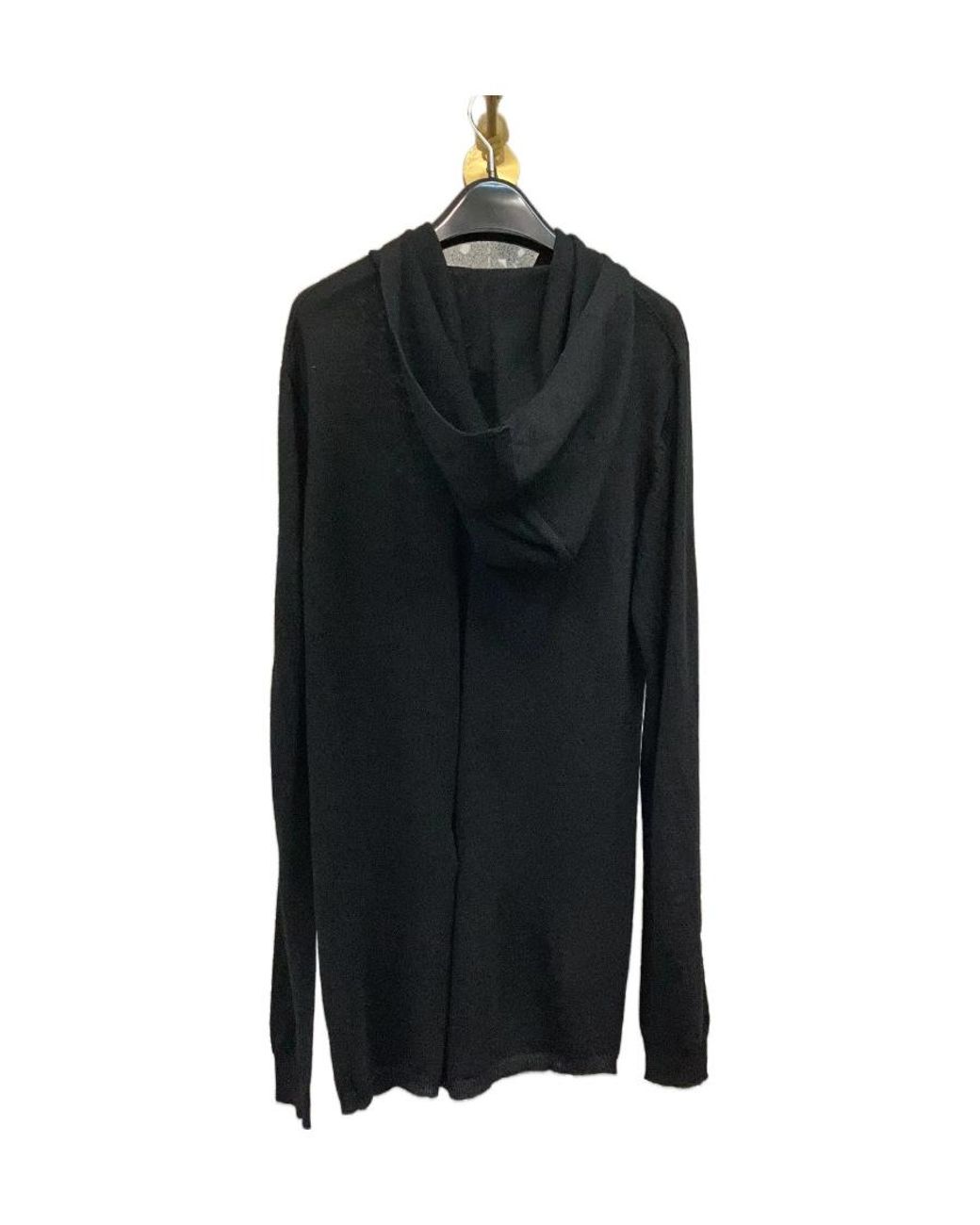 Rick Owens Black Hooded Virgin Wool Jumper for men