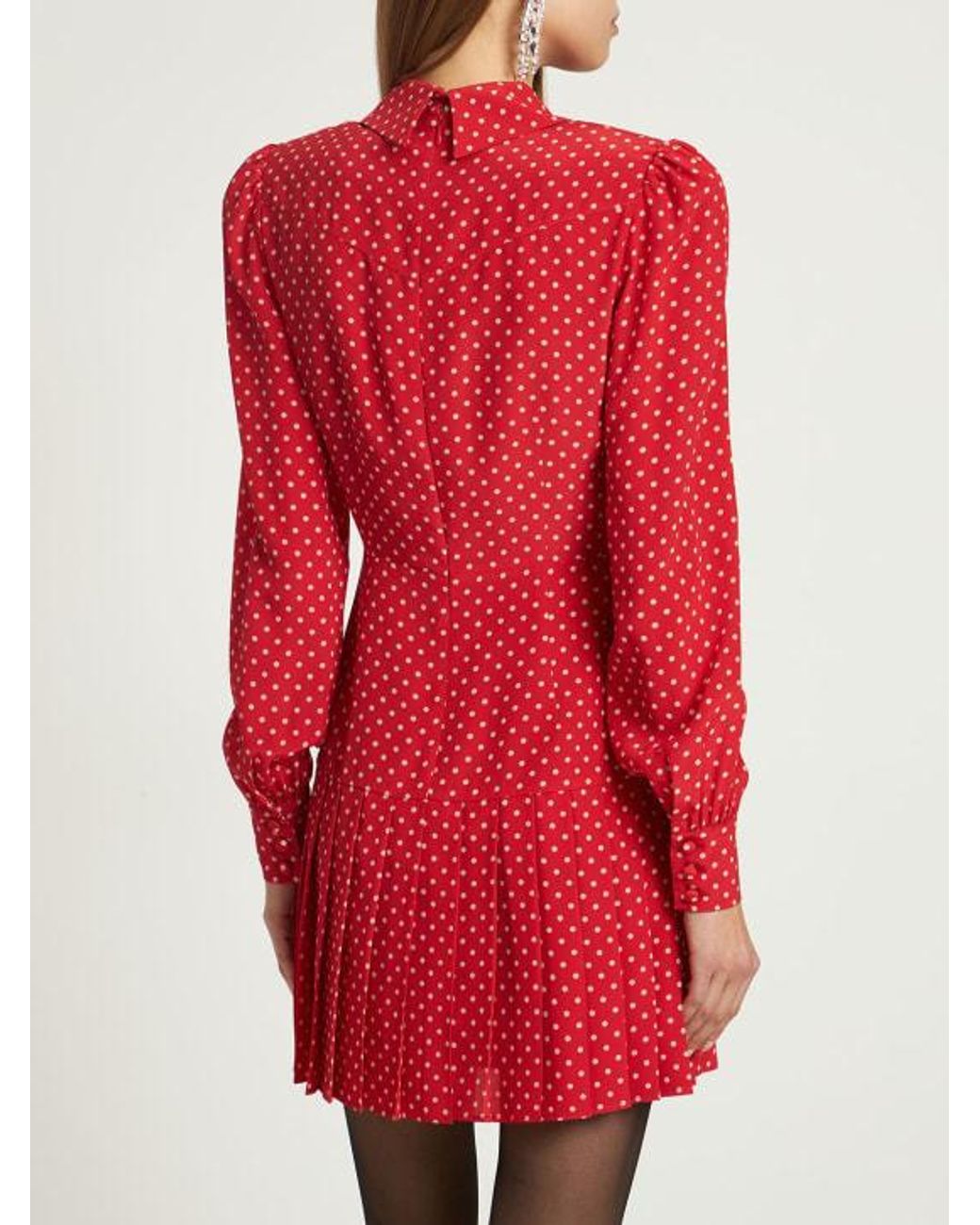 Alessandra Rich Red Polka Dot Silk Georgette Mini Dress
