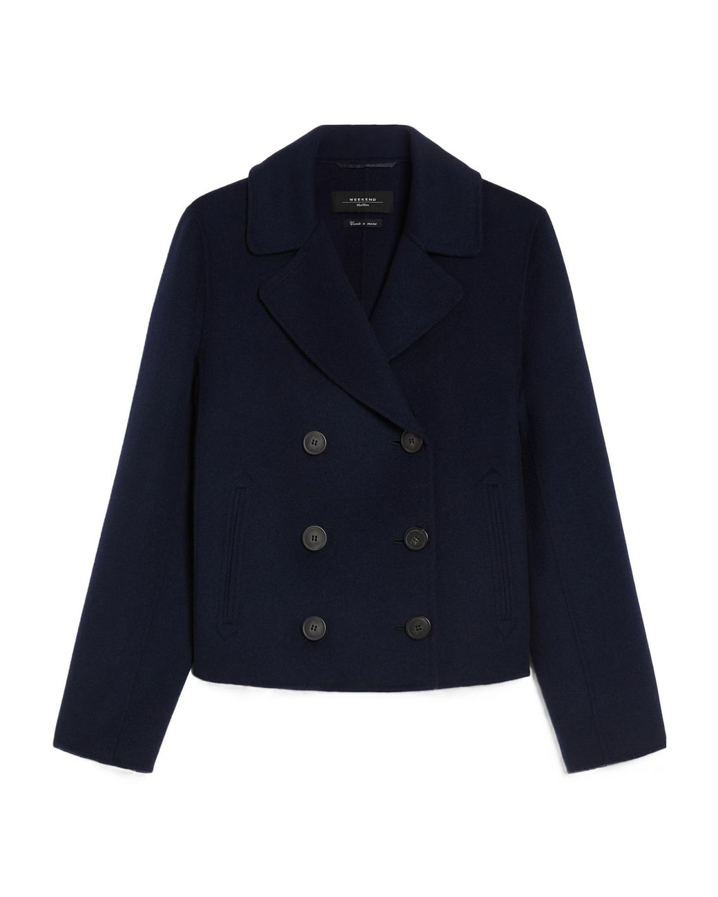 Weekend by Maxmara Blue Double-Sided Wool Double-Breasted Pea Coat