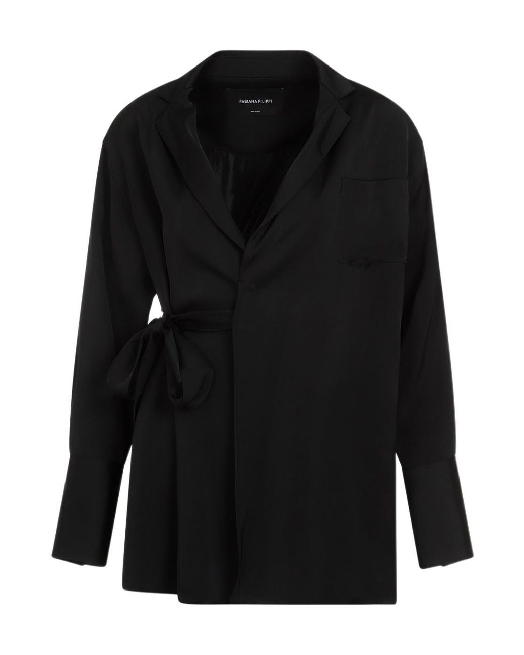 Fabiana Filippi Black Wrap Around Satin Blazer