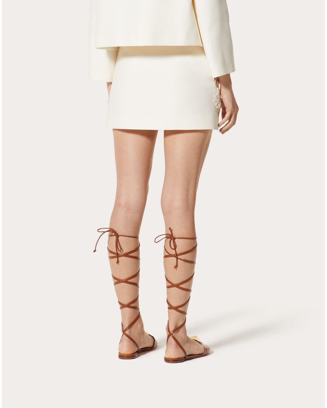 Valentino Natural High Waist Floral Patterned Mini Skirt