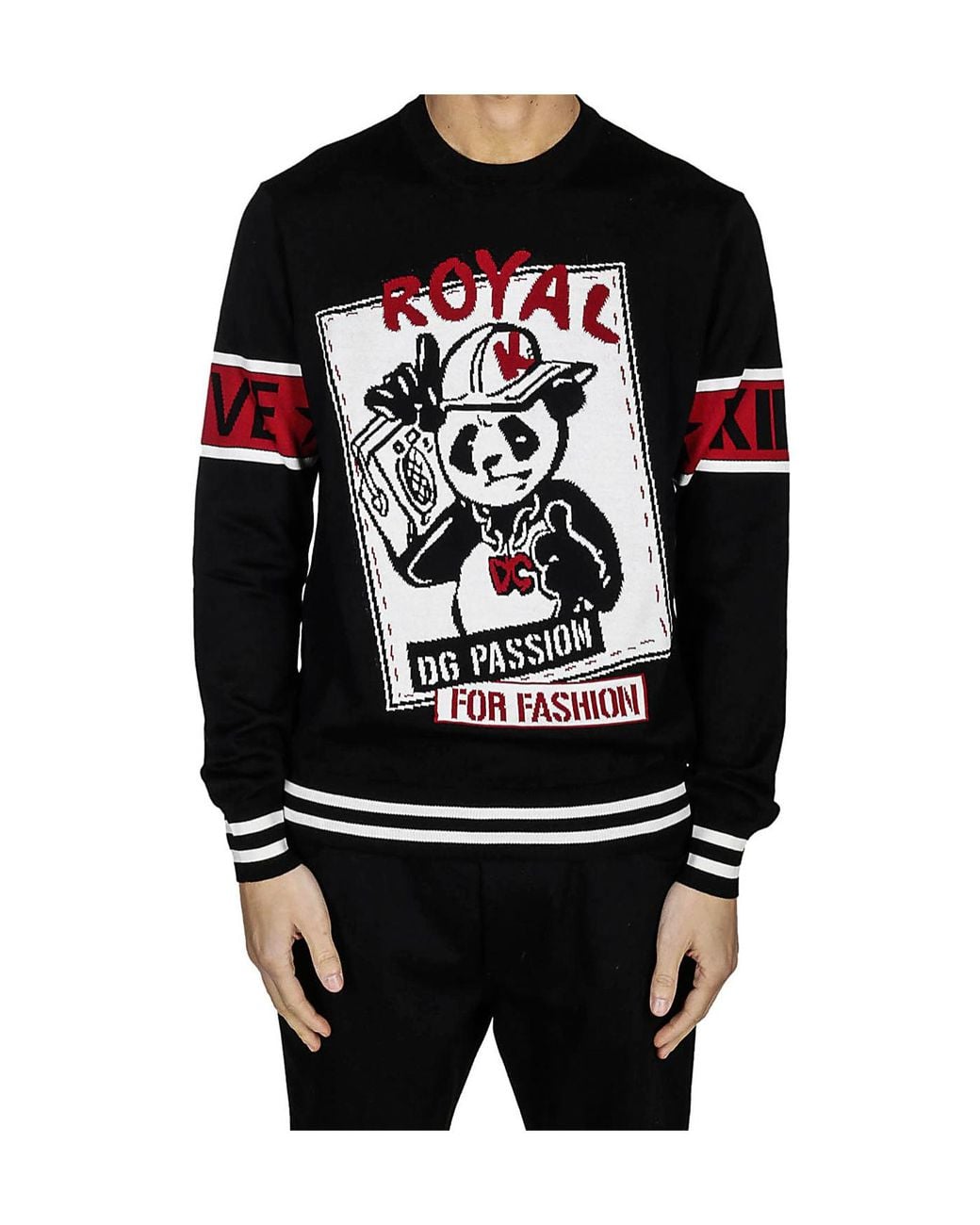 Dolce & Gabbana Black Round Neck Sweater for men