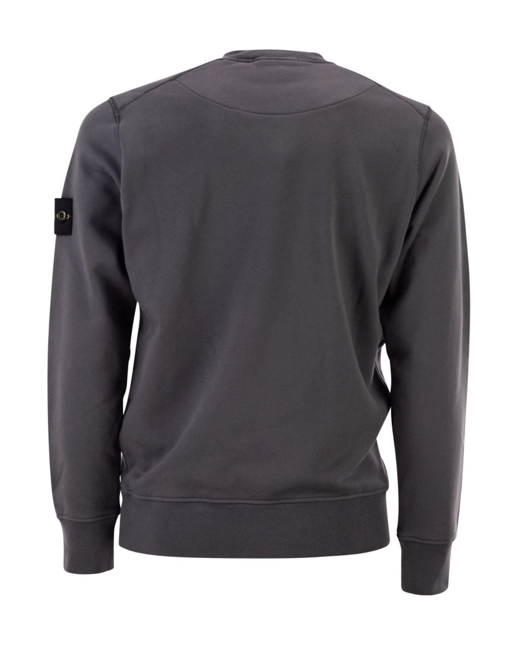 Stone Island Gray Logo Patch Crewneck Sweatshirt for men