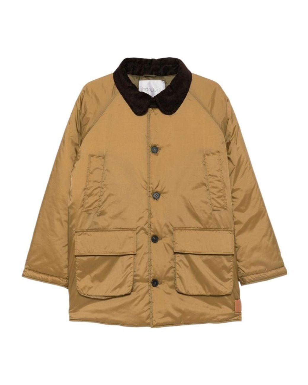 Forte_forte Natural Corduroy-Collar Buttoned Coat