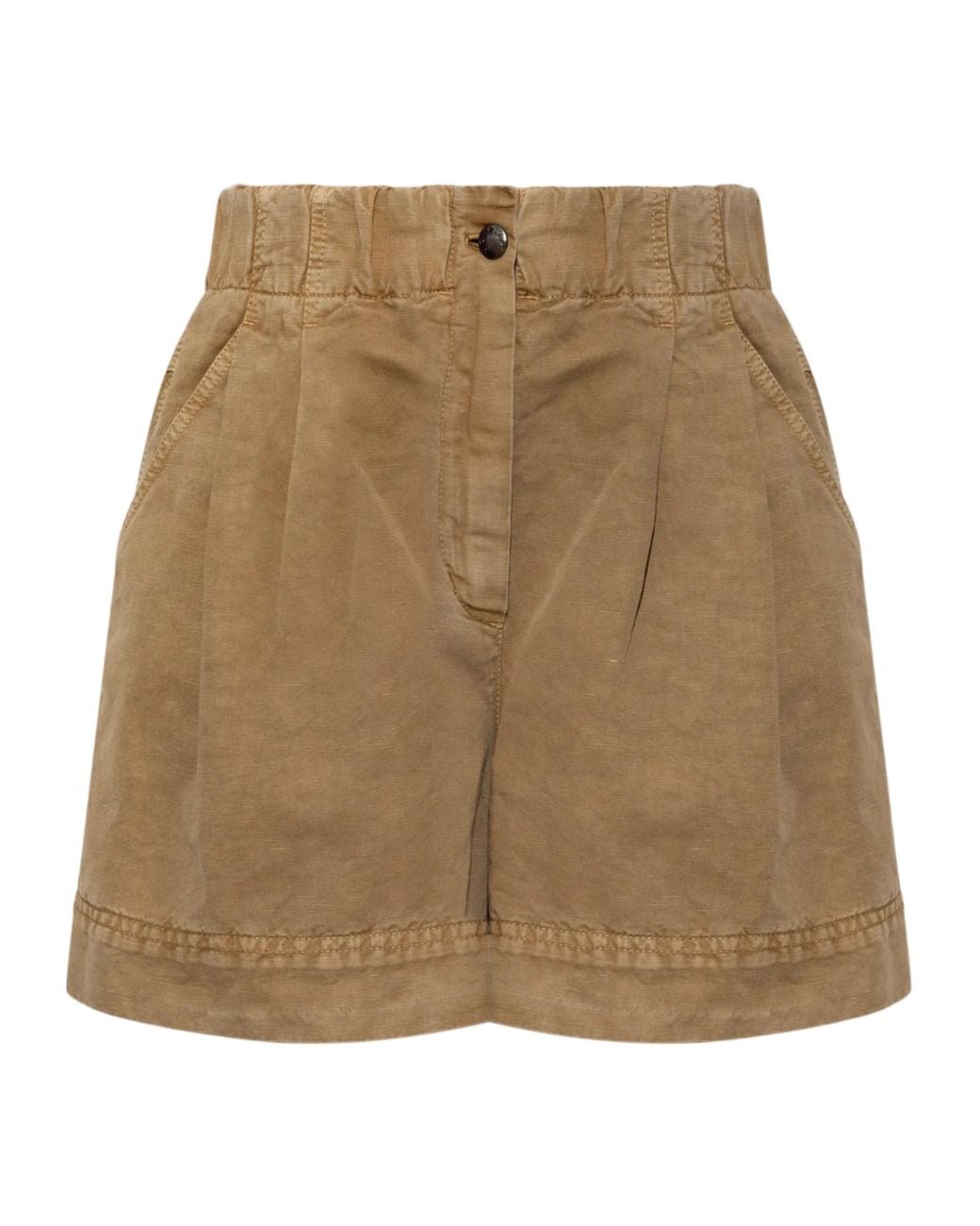 Moncler Natural Grenoble Logo Embroidered Shorts
