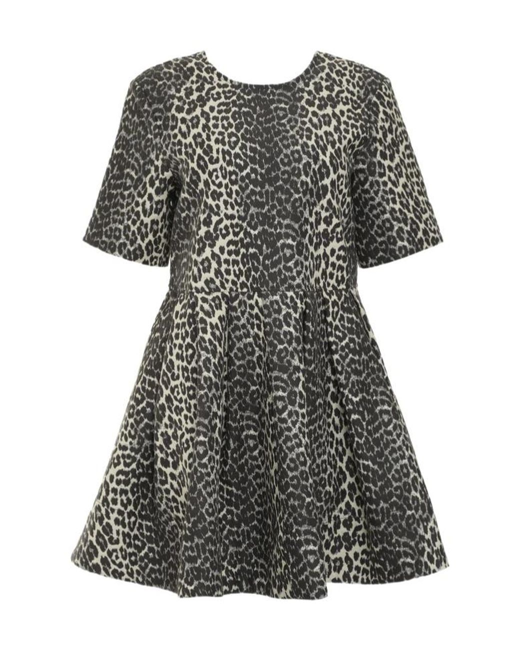 Ganni Black Leopard Printed Mini Dress