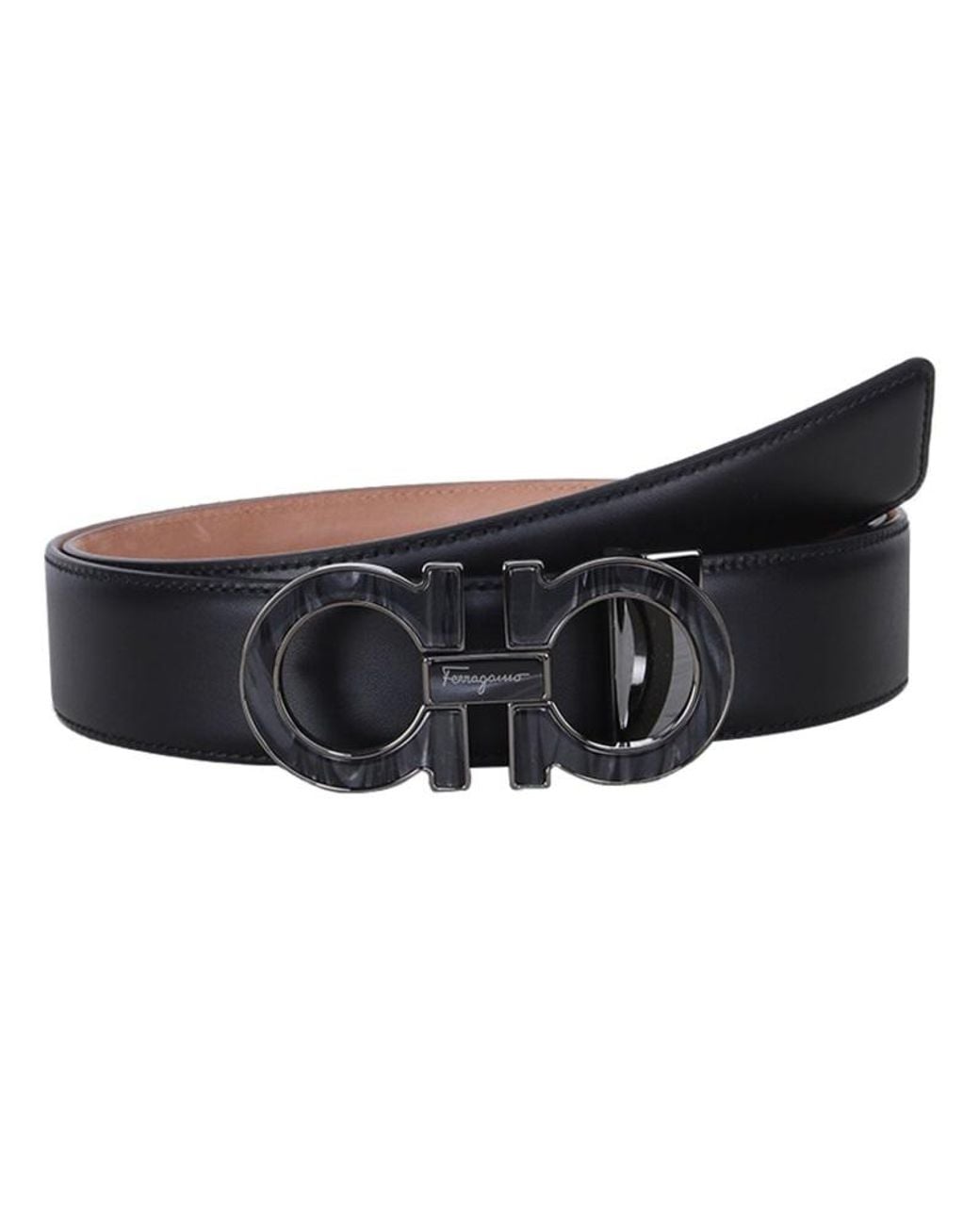 Ferragamo White Logo Buckle Belt for men