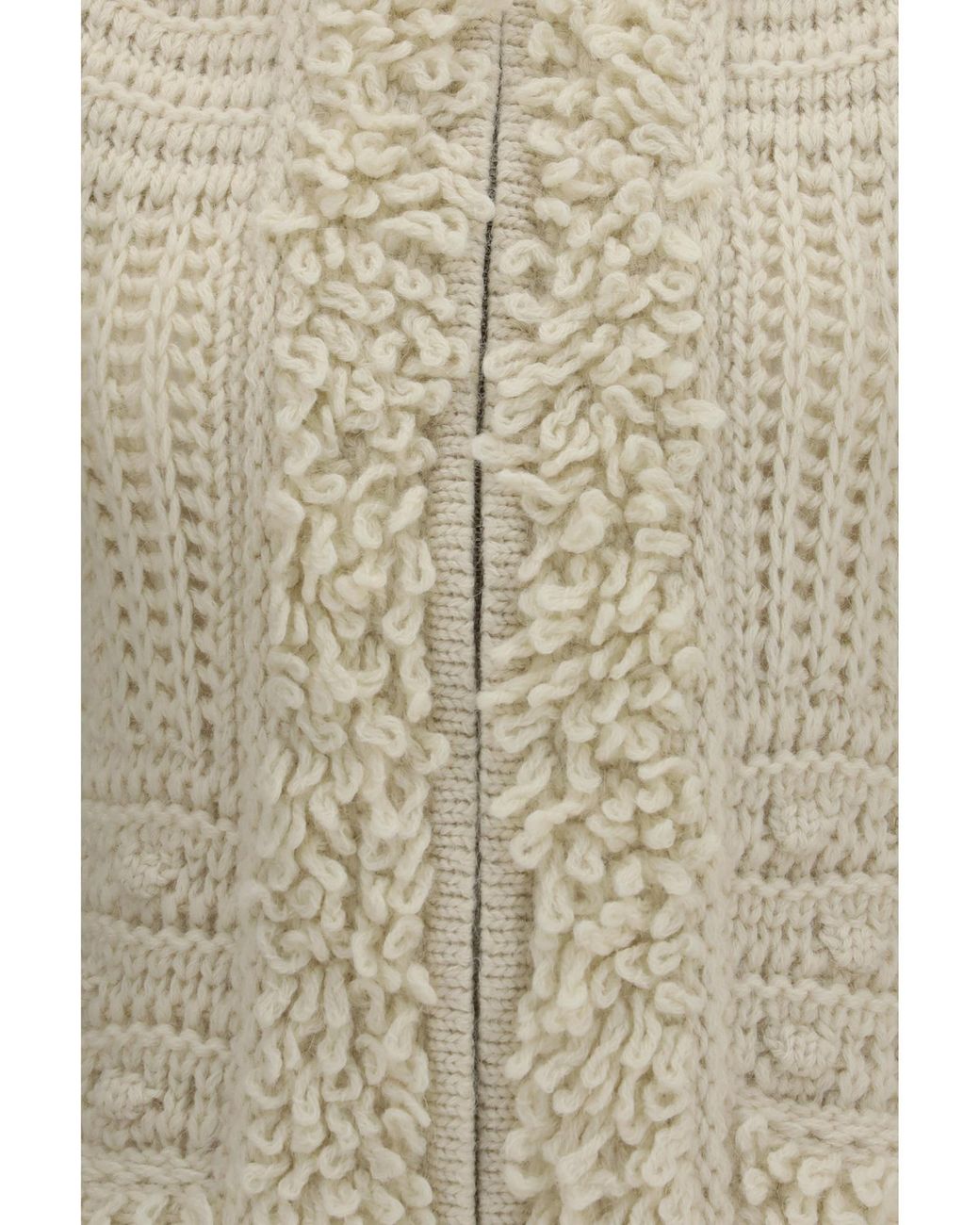 Fendi White Chunky Cable Knit Hooded Gilet