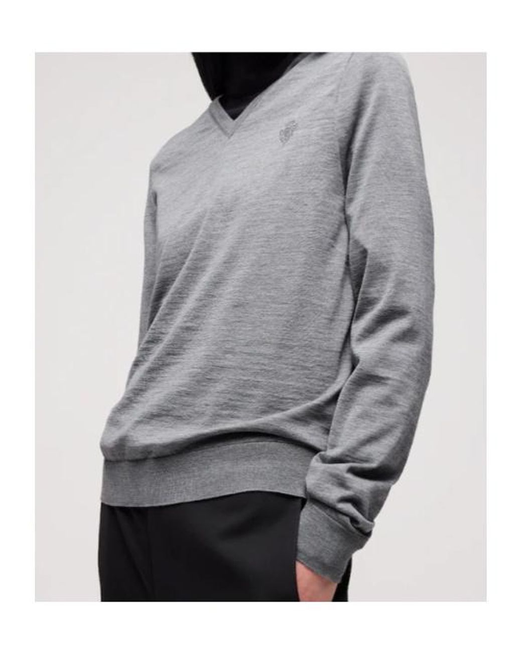 Gucci Gray V-Neck Knitted Sweater