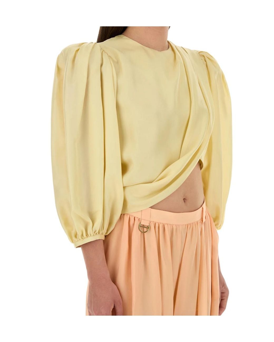 Chloé Natural Chloé Draped Cropped Top