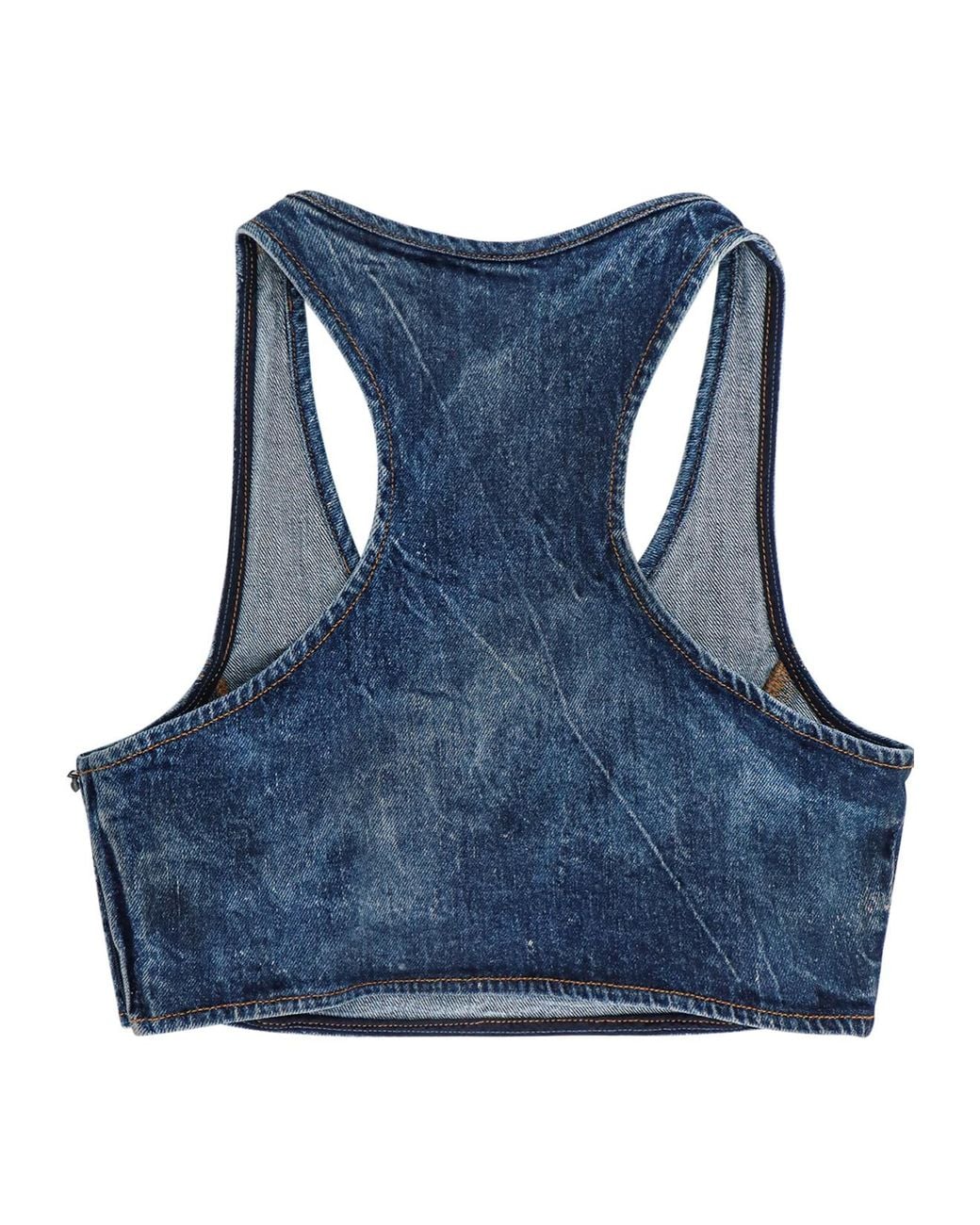DIESEL Blue Oval-D Logo Embellished Cropped Top