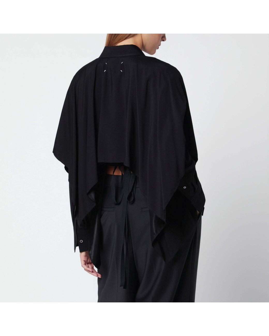 Maison Margiela Blue Draped Cape Shirt Top