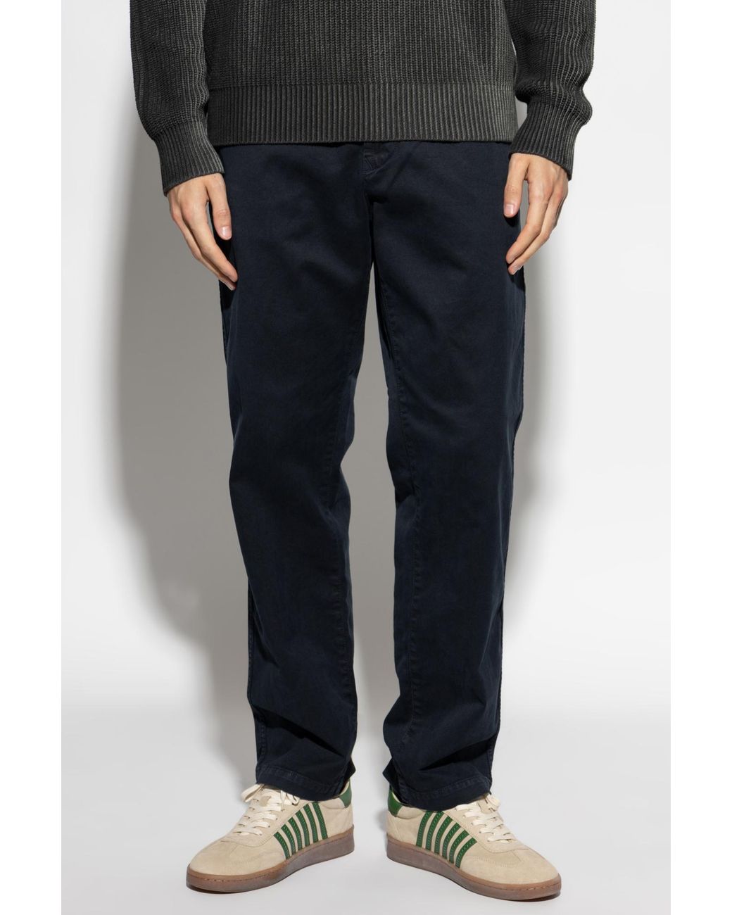 Stone Island Blue Compass Patch Straight-Leg Trousers for men