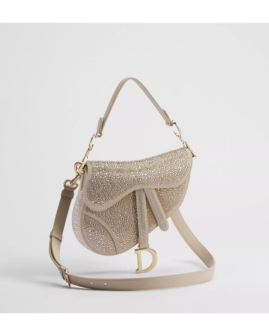 Dior White Small Saddle Bag With Strap