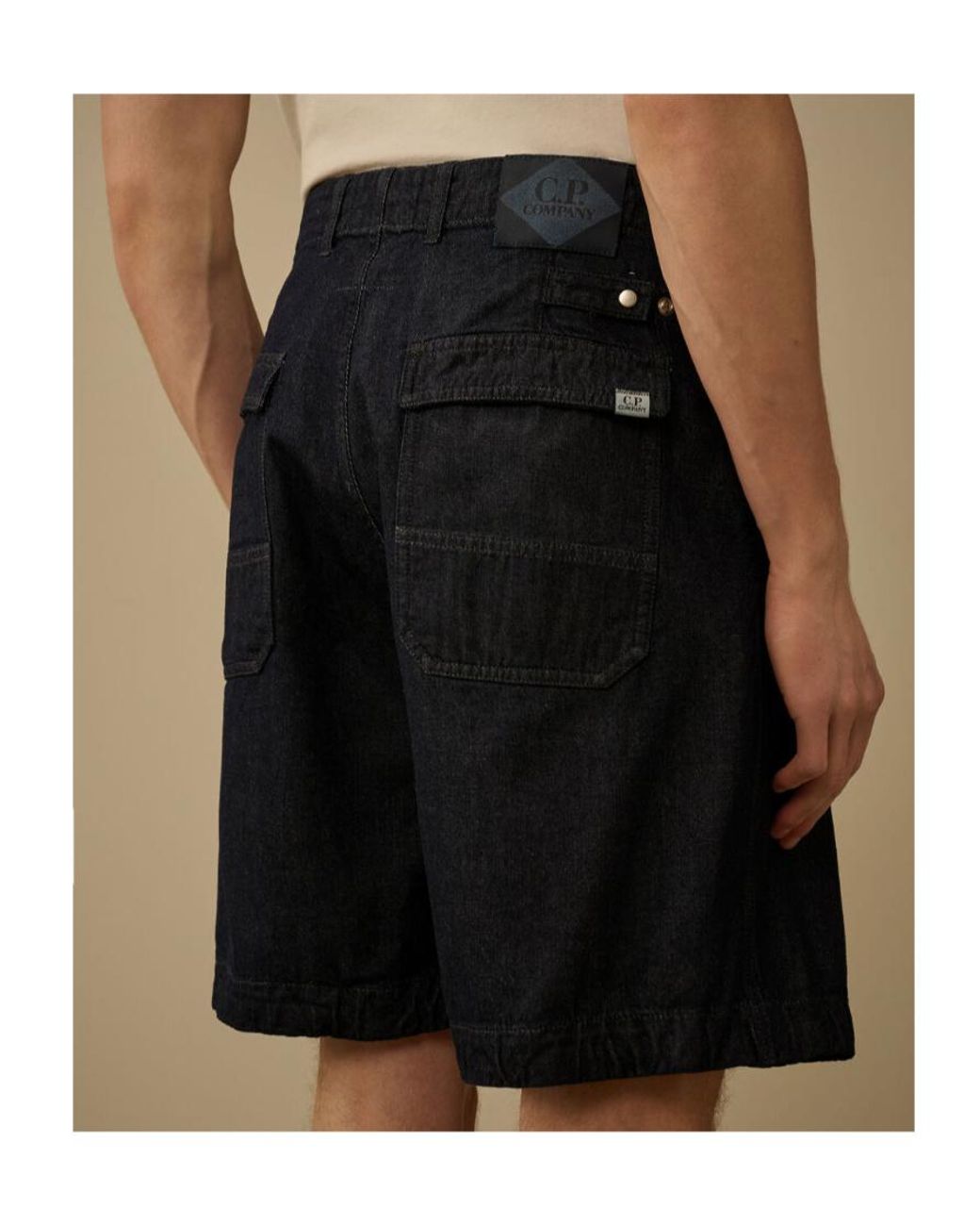 C P Company Black Utility Shorts for men