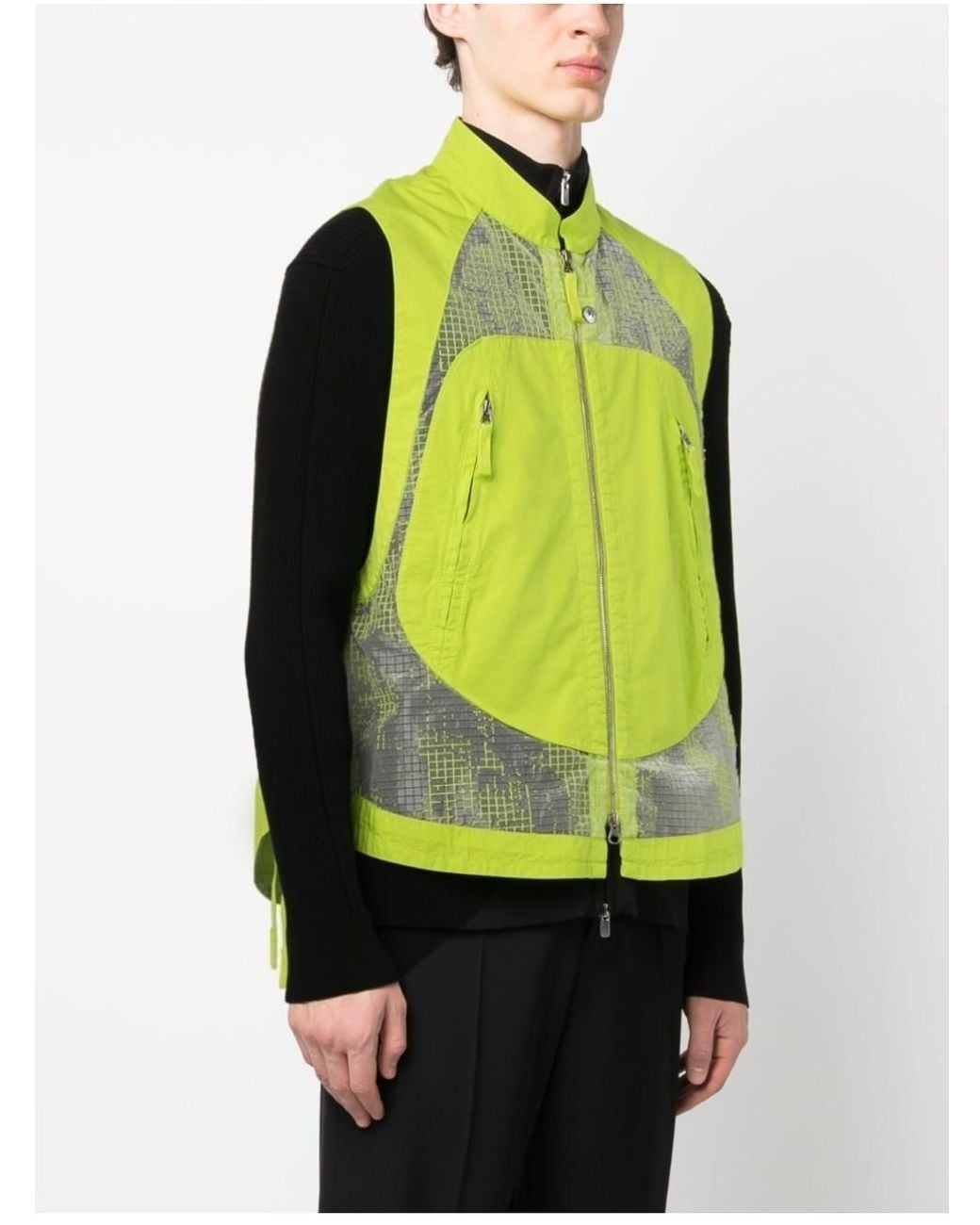 Stone Island Yellow Shadow Project Mesh Panelled Zipped Vest for men