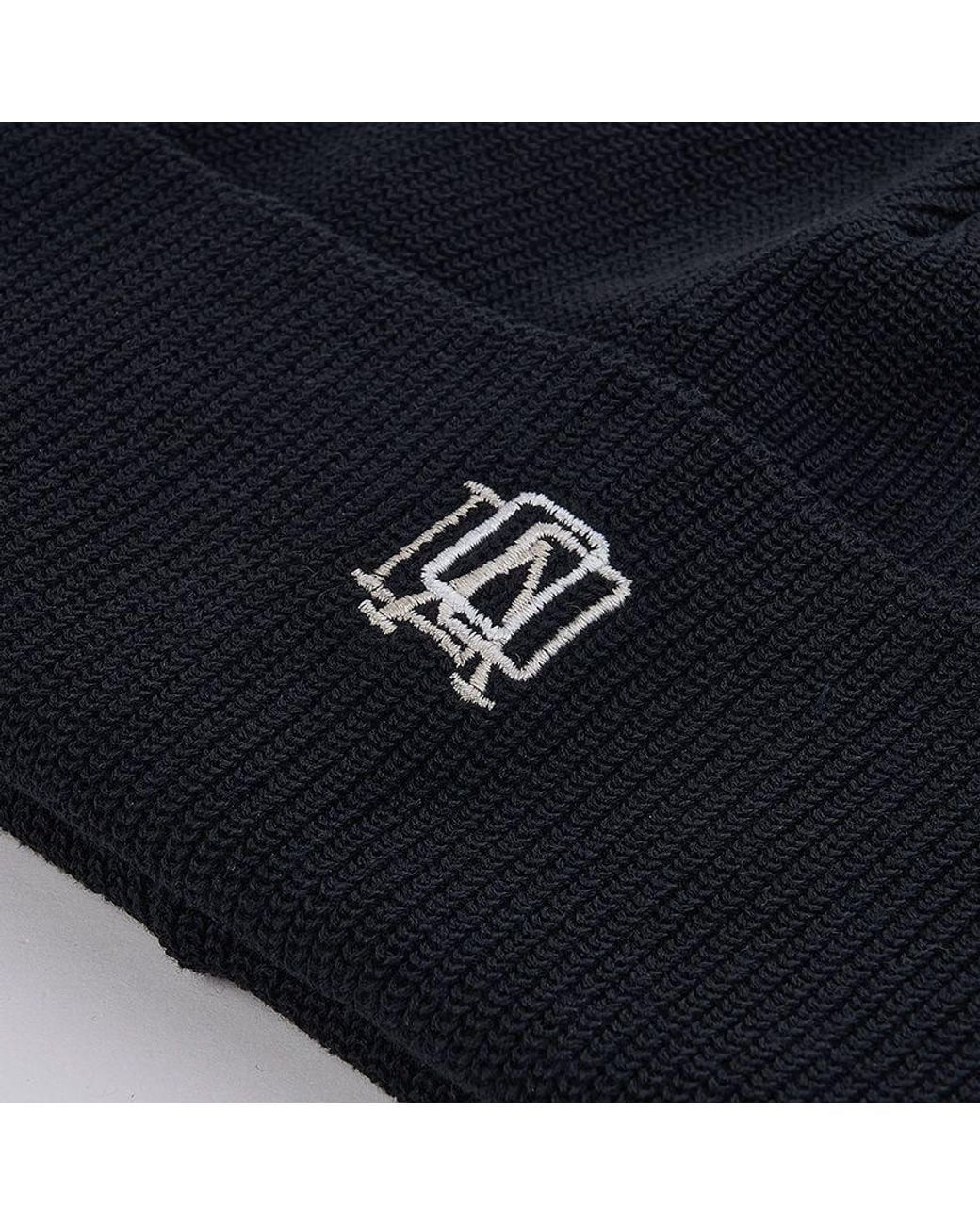 Nanamica Blue Ribbed Knit Hat for men