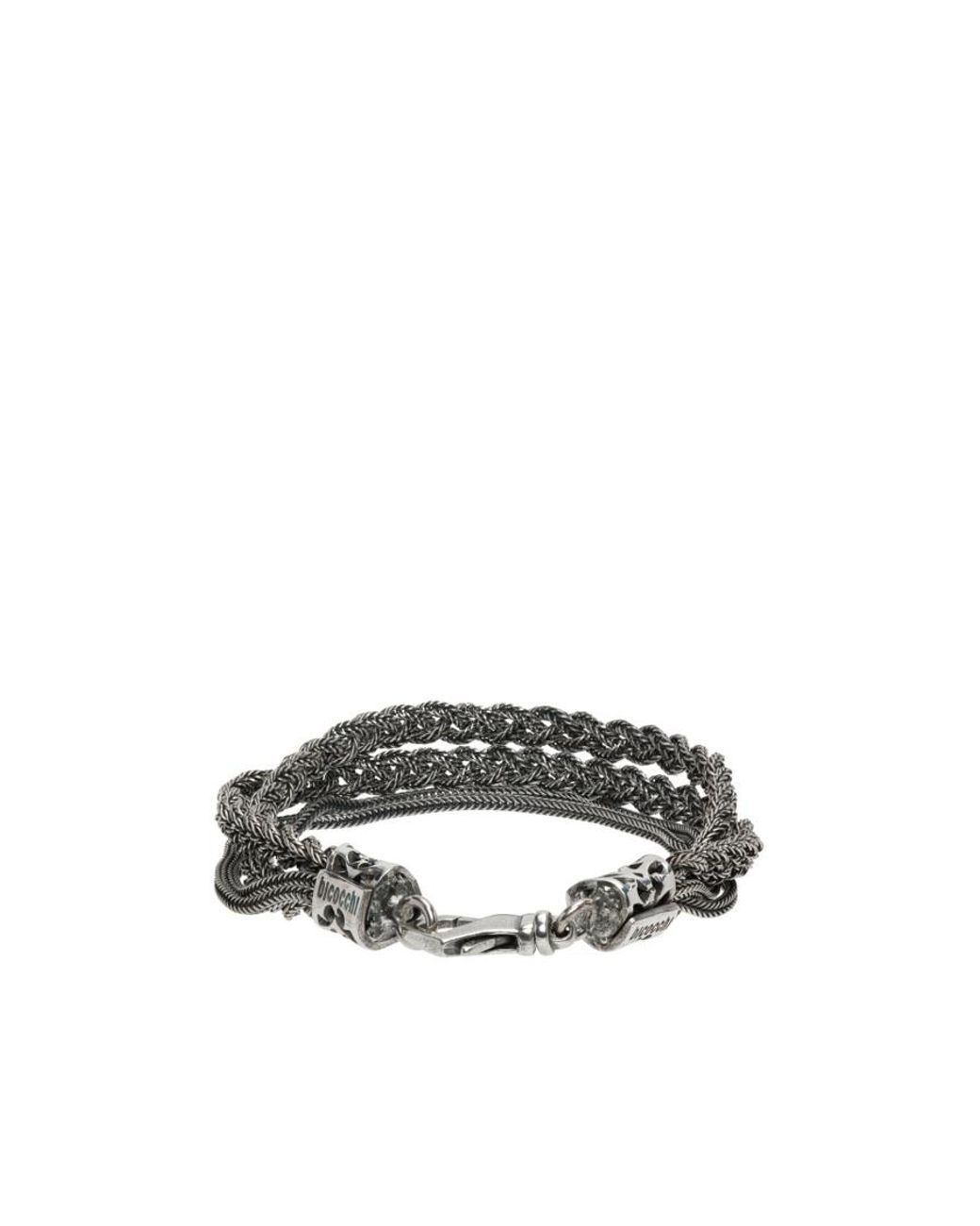 Emanuele Bicocchi White Braided Chain Bracelet for men