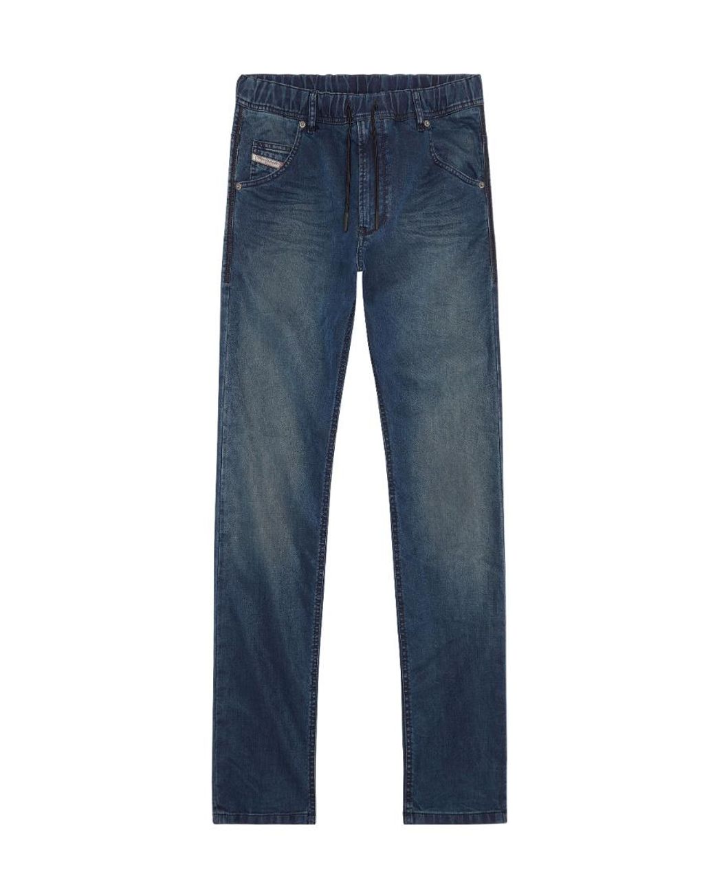 DIESEL Blue Drawstring Straight-Leg Jeans for men