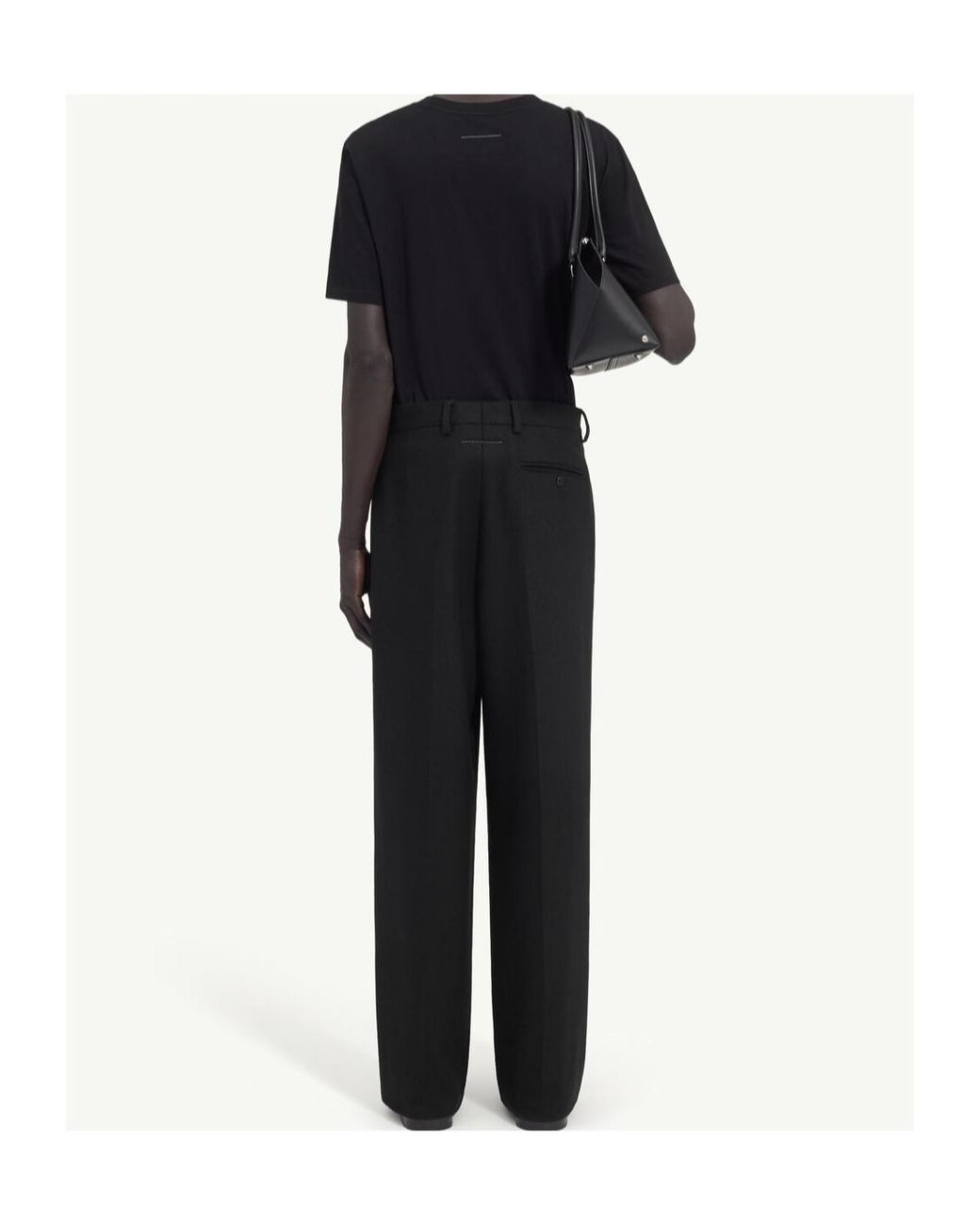 MM6 by Maison Margiela Black Pleated Wide Leg Trousers for men