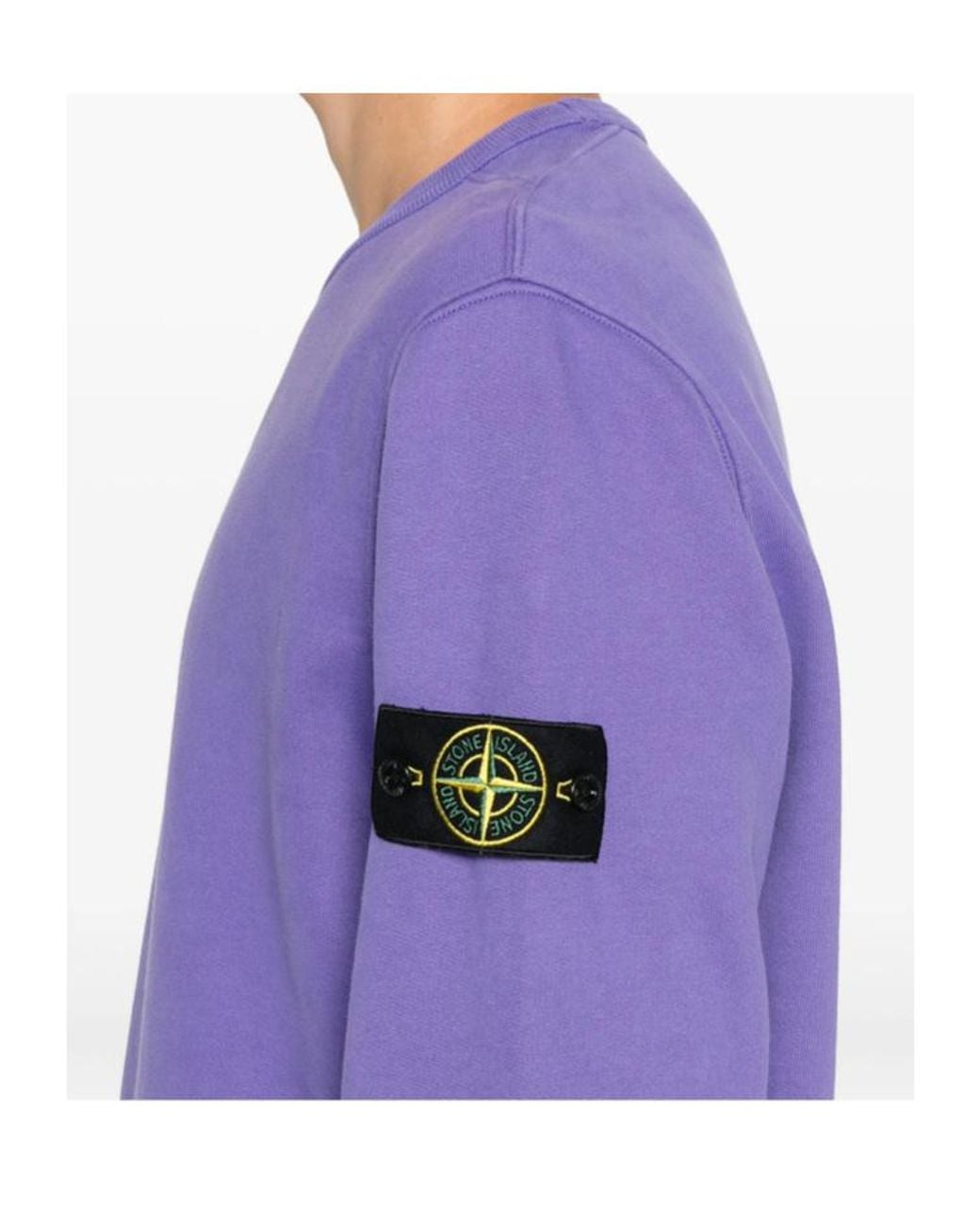 Stone Island Purple Logo-Patch Crew-Neck Sweatshirt for men