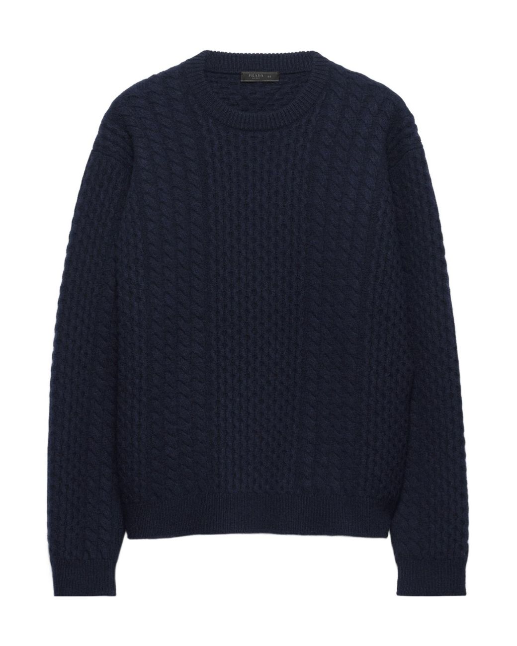 Prada Blue Cable-Knit Wool Sweater for men