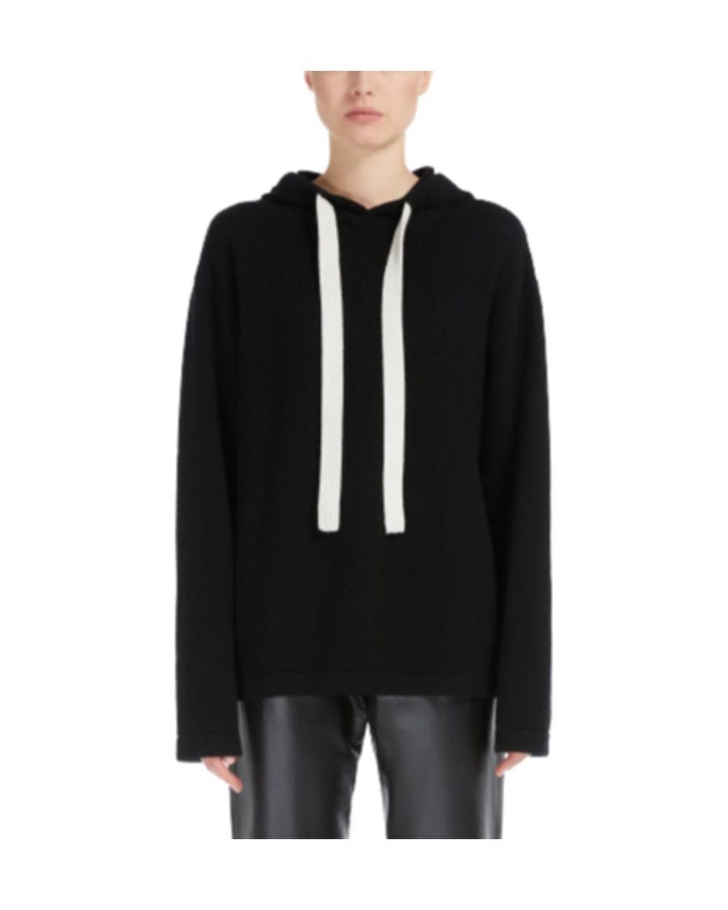 Max Mara Black Hooded Knit Pullover