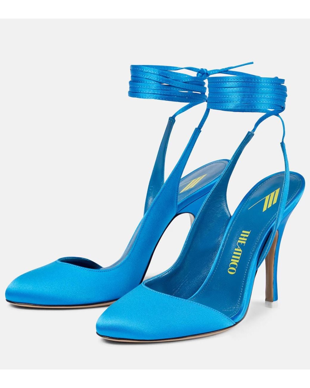 The Attico Blue Carrie Strappy Satin High-Heeled Sandals