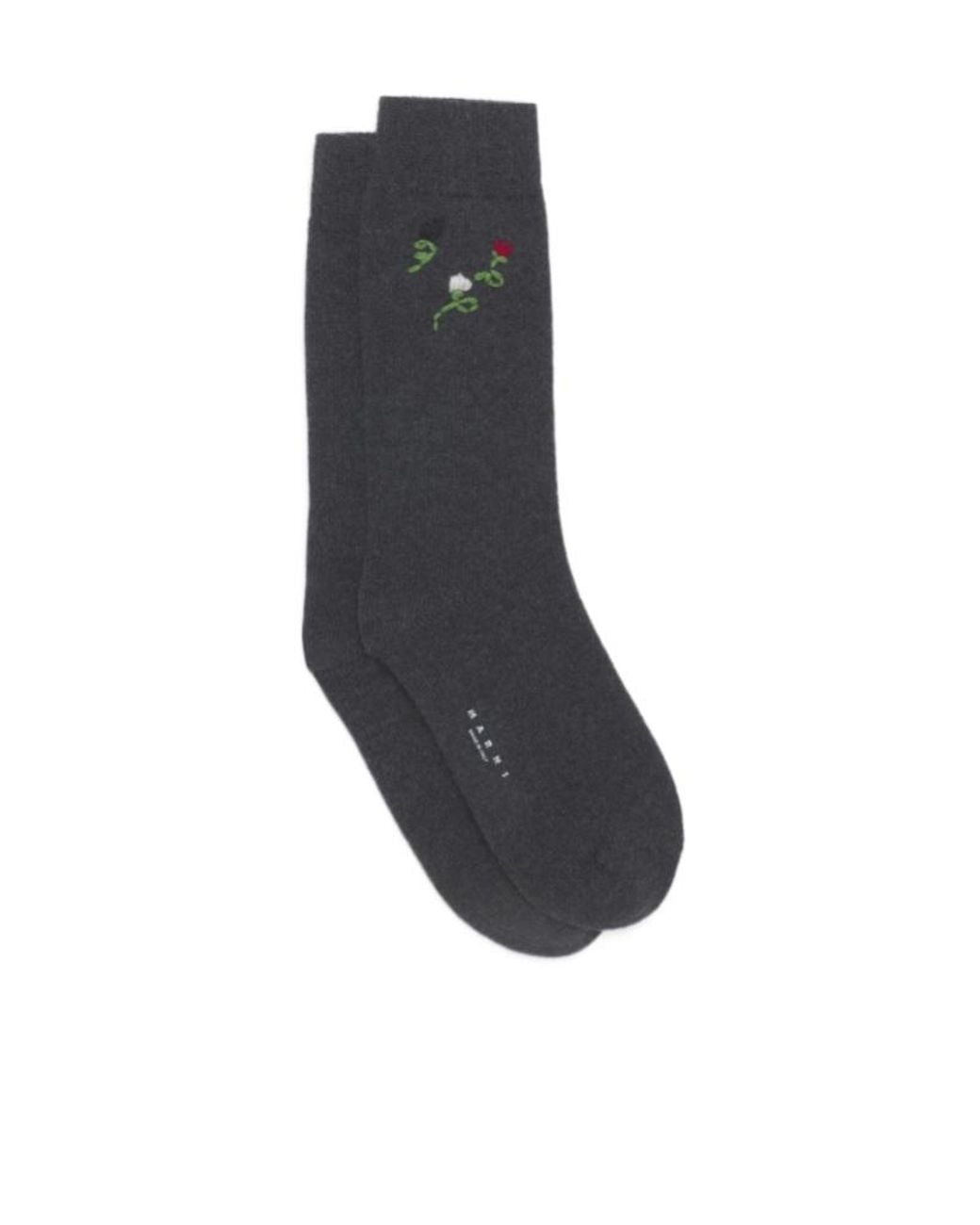 Marni Blue Floral Wool Socks