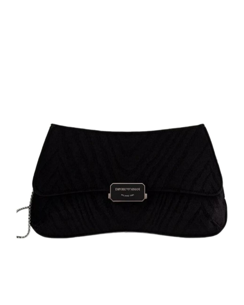 Emporio Armani Black Logo-Plaque Chain-Strap Cross Body Bag