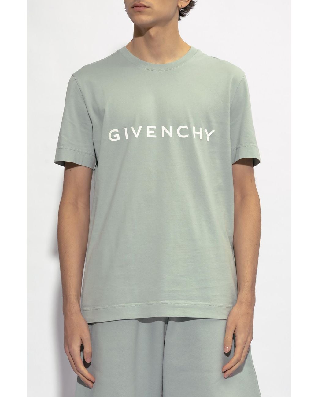 Givenchy Green Logo Printed Crewneck T-Shirt for men