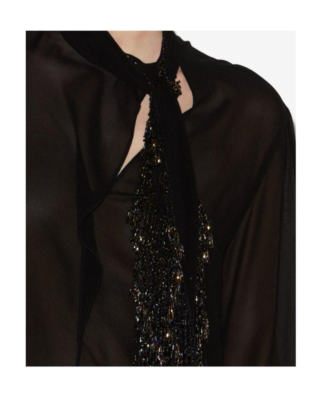 Isabel Marant Black Elaura Satin Pussy Bow Blouse