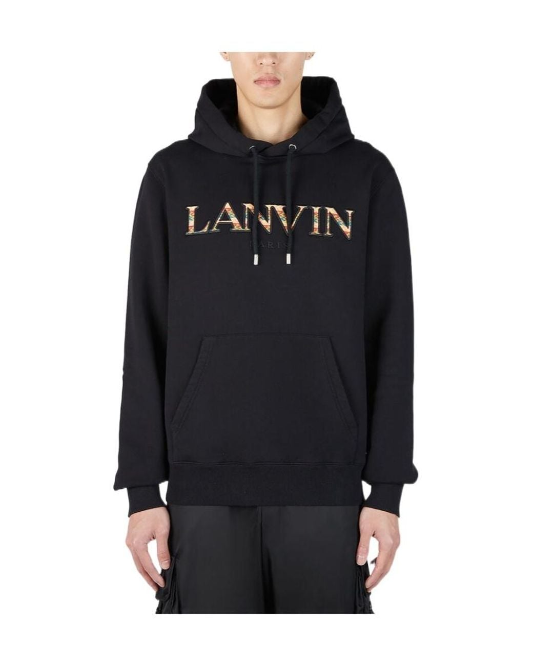 Lanvin Black Curb Lace Hoodie for men