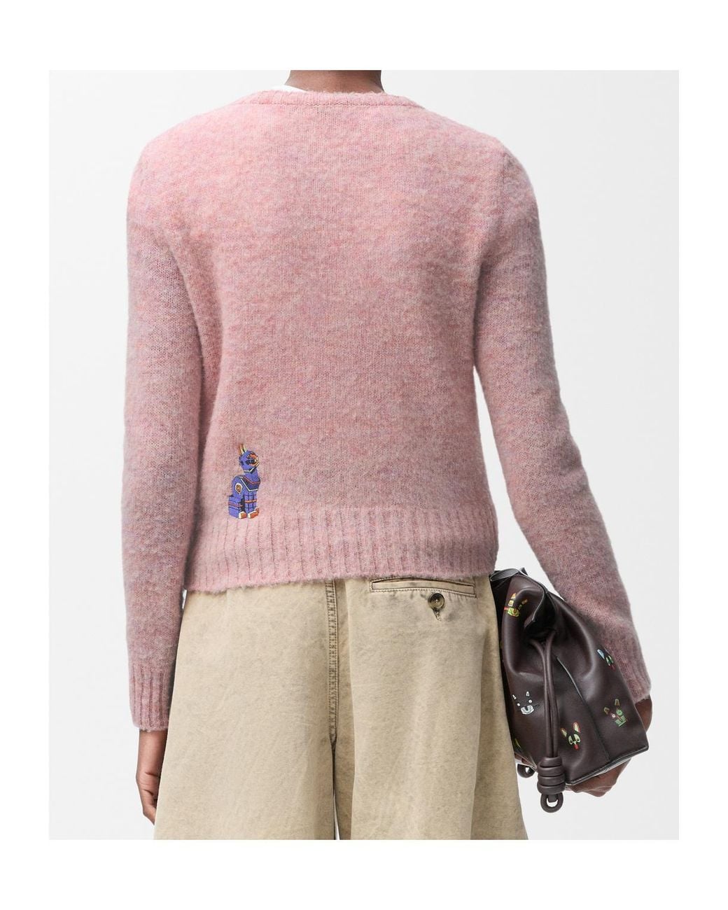 Loewe Pink Futuristic Cat Embroidered Jumper
