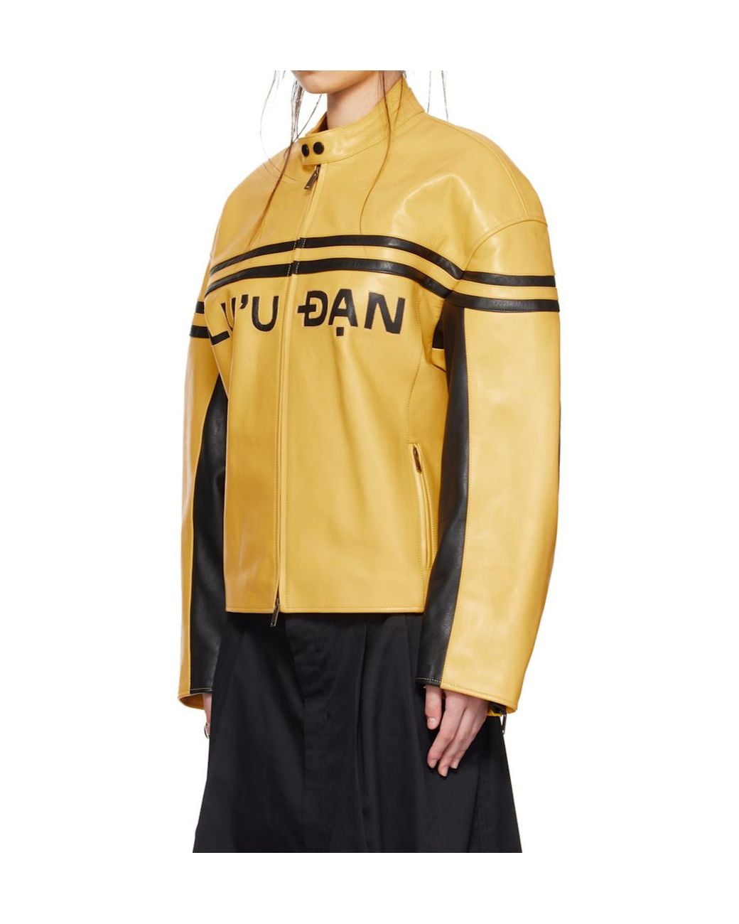 Lu'u Dan Metallic Bruce Lee X Lựu Đạn Collaboration Legacy Moto L-D Stand Collar Leather Jacket for men