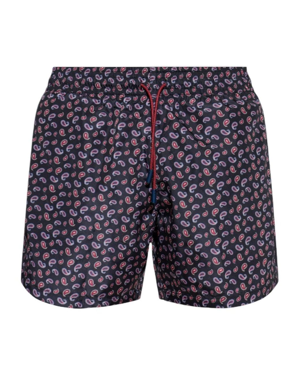 Etro Blue Paisley-Printed Drawstring Swim Shorts for men