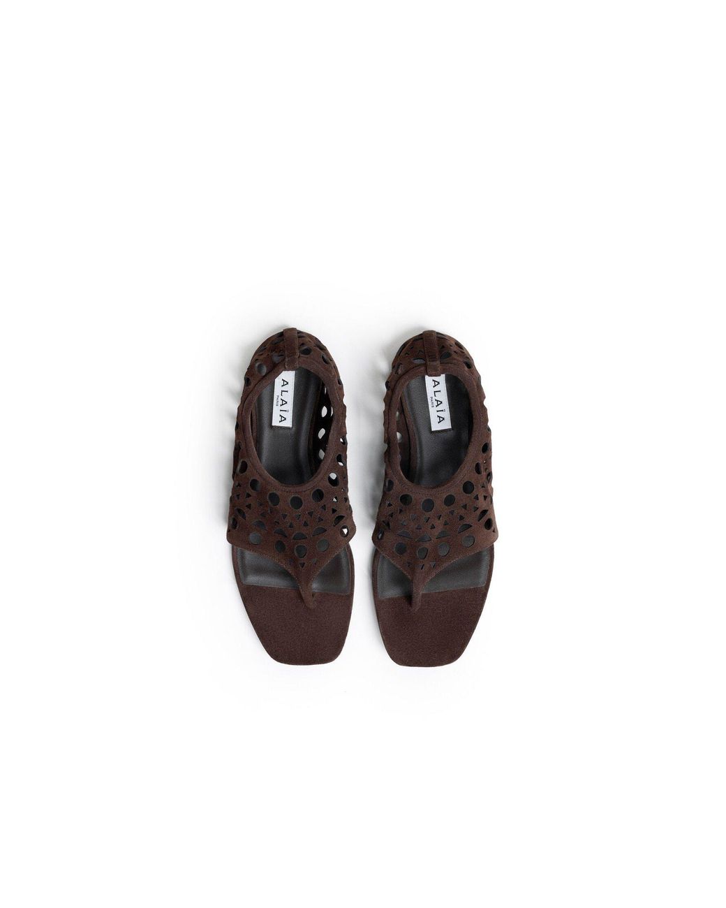 Alaïa Brown Vienne Laser-Cut Suede Sandals